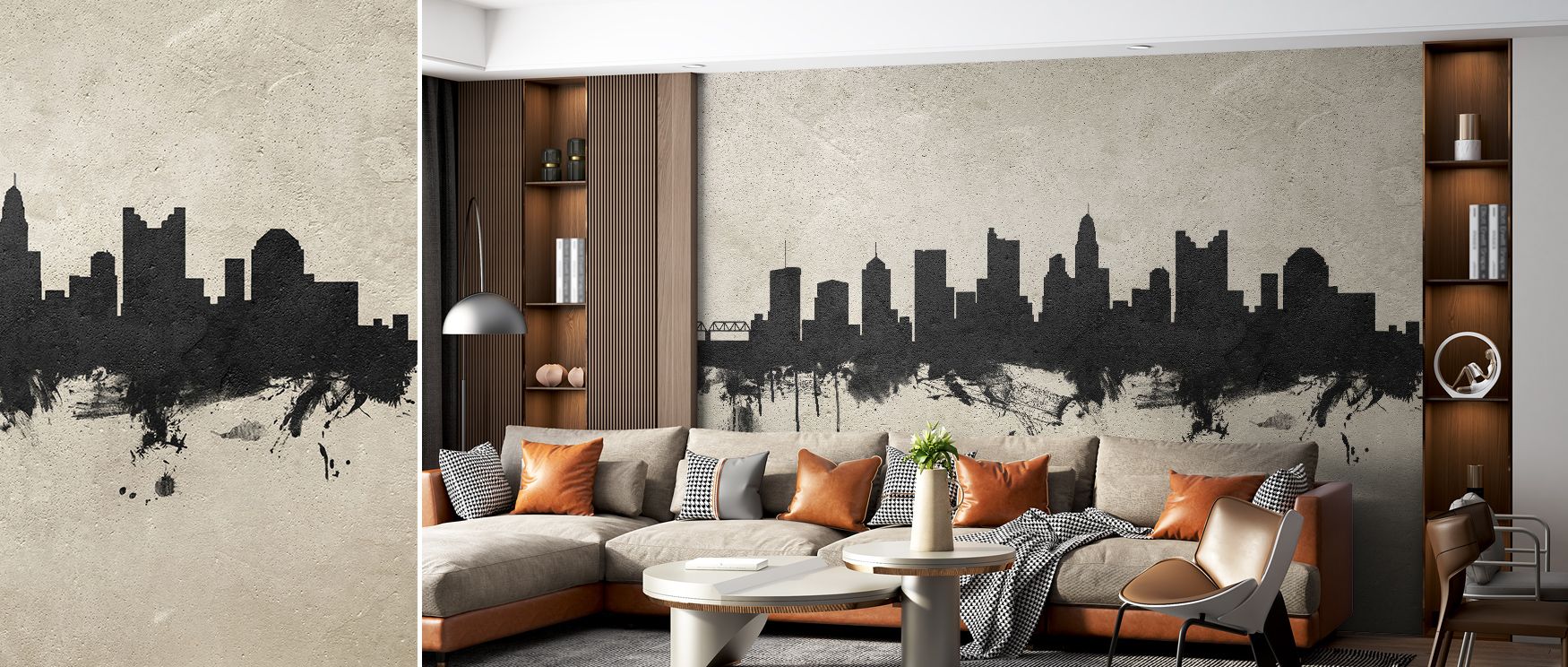 Columbus Ohio Skyline Concrete Wallpaper sustains timeless grace through muted silhouettes layered across interiors. Its artistry enriches bedrooms and offices with permanence and quiet strength, transforming spaces into sanctuaries of sophistication that