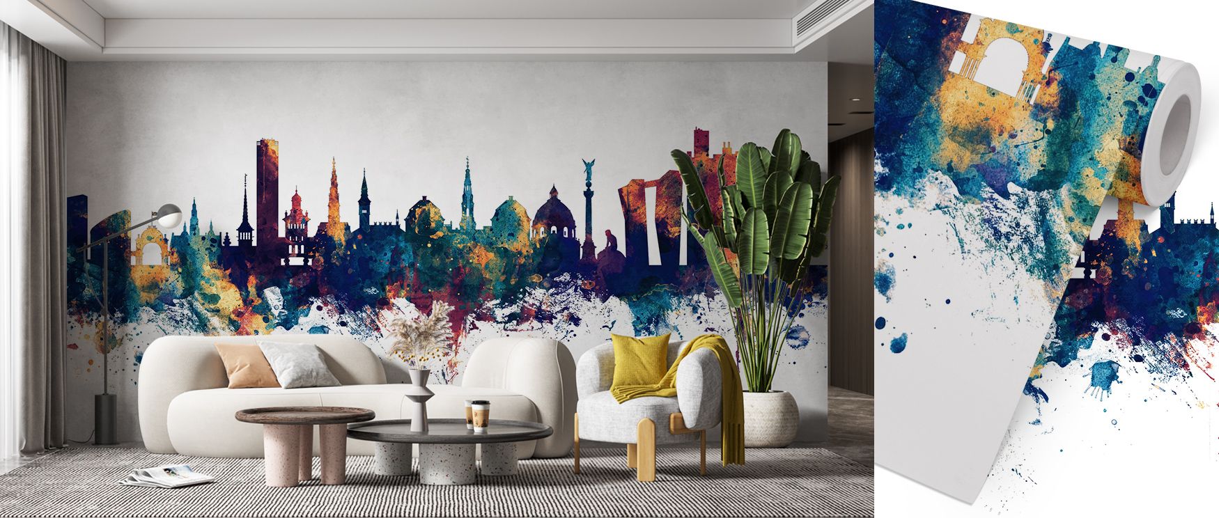 The Copenhagen Skyline Blue & Bronze Wallpaper frames urban elegance through structures layered in bronze highlights against deep blue horizons. Its artistry enriches bedrooms and offices with cosmopolitan charm, sustaining atmosphere of timeless rhythm. 