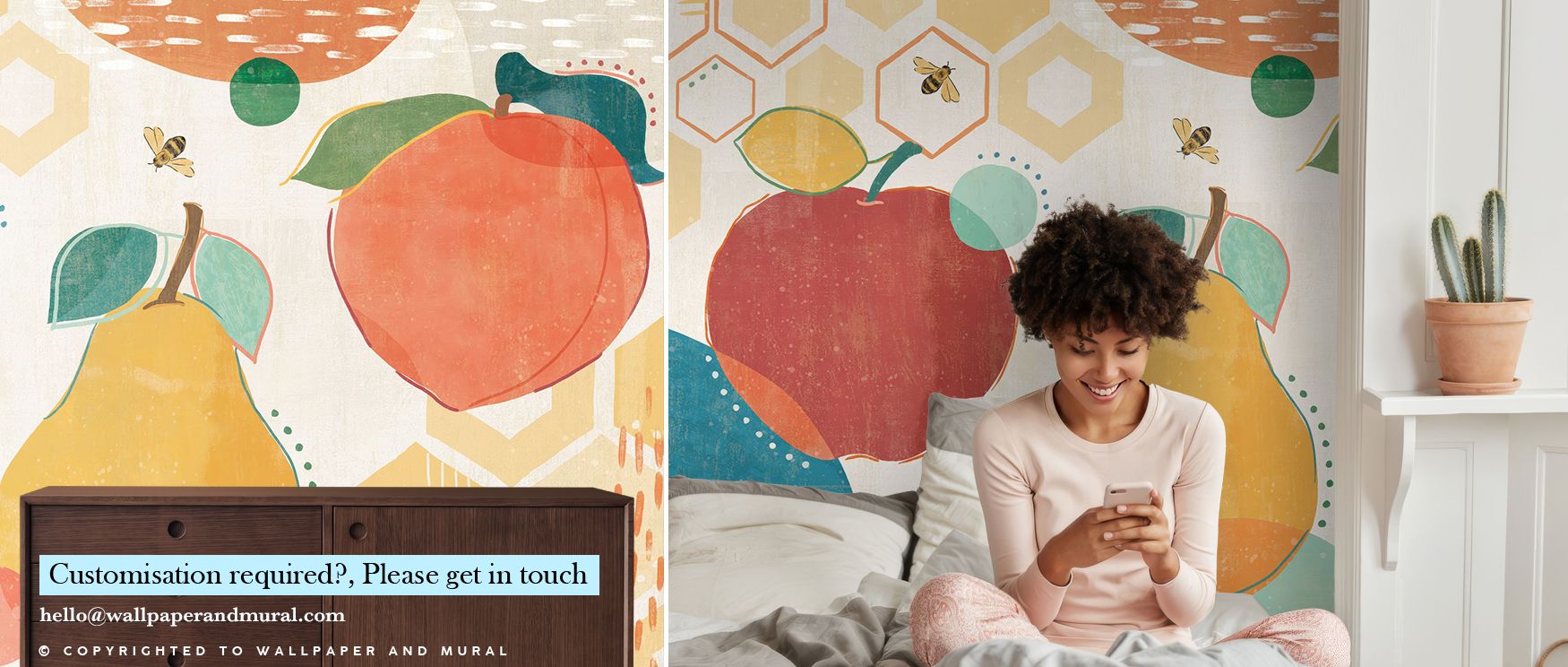 Across its surface, Crazy About Fruit Wallpaper conveys playful rhythm through vivid fruit forms. Its design enriches bedrooms and offices with lively brightness. Interiors glow in charm and freshness, sustaining atmosphere of creative vitality and modern