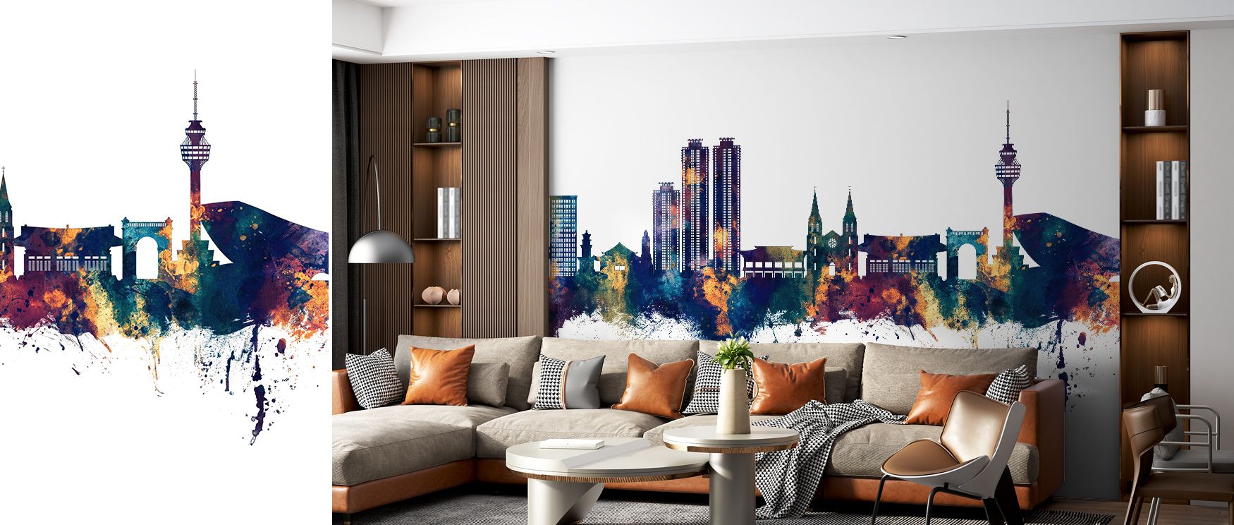 Daegu Skyline Blue & Bronze Wallpaper radiates timeless elegance through architectural forms enriched with luminous bronze. Its artistry sustains calm serenity, making bedrooms and offices glow with cultural pride. Interiors thrive under its refinement, s