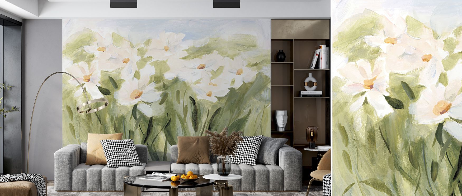 Daisy Meadow Wallpaper expresses brightness through detailed blossoms layered in rhythmic balance. Its artistry sustains freshness across bedrooms and offices, glowing with floral vitality. Interiors thrive in cheerful rhythm, carrying atmosphere of timel