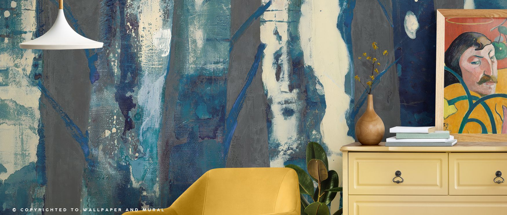 Deep Woods III Indigo on Gray Wallpaper reveals balance through woodland tones of gray and indigo. Its artistry enriches bedrooms and offices with serenity, sustaining interiors with timeless character. Interiors glow under its natural calm, carrying atmo
