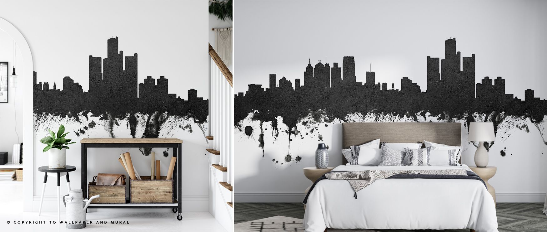 Detroit Skyline Black & White Wallpaper sustains metropolitan rhythm through bold black and white contrasts. Its artistry enriches bedrooms and offices with timeless pride. Interiors glow with refinement, sustaining atmosphere of sophistication and cultur