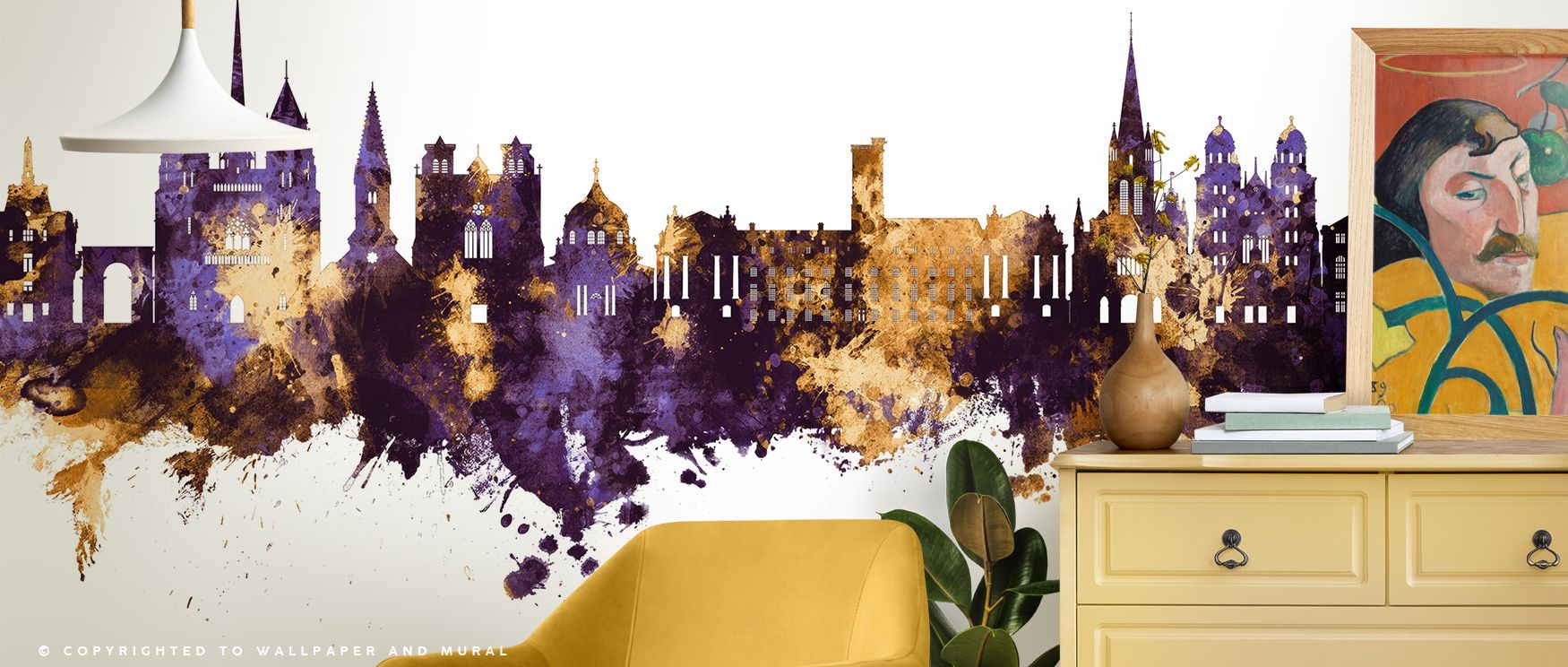 Dijon Skyline Purple & Gold Wallpaper enriches interiors with radiant city artistry layered in regal rhythm. Its design sustains cultural presence, making bedrooms and offices glow with refinement. Interiors thrive in timeless balance, enriched with metro