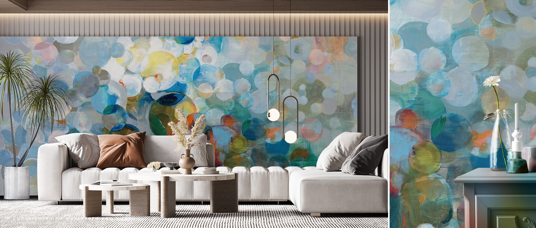 Dot Loop Wallpaper adds playful personality through dotted rhythm layered in artistry. Its design enriches bedrooms and offices with charm, sustaining atmosphere of vibrancy and grace. Interiors glow in cheerful refinement, thriving with modern creativity