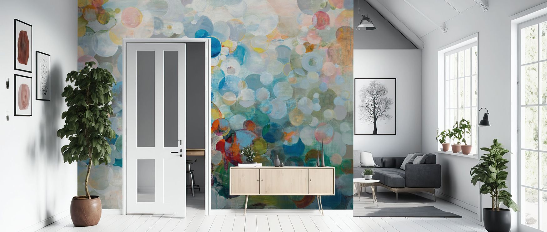 Dot Loop Wallpaper layers interiors with dotted artistry that radiates rhythm and vibrancy. Its design sustains cheer, enriching bedrooms and living rooms with refinement. Interiors glow in playful grace, sustaining atmosphere of creativity and balance ac