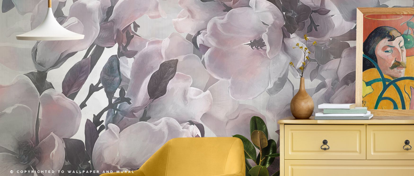 Dreaming of Magnolias Red Wallpaper nurtures interiors with floral vitality painted in bold blossoms. Its design enriches bedrooms and offices with refinement, sustaining charm. Interiors glow in timeless rhythm, thriving with elegance and floral sophisti