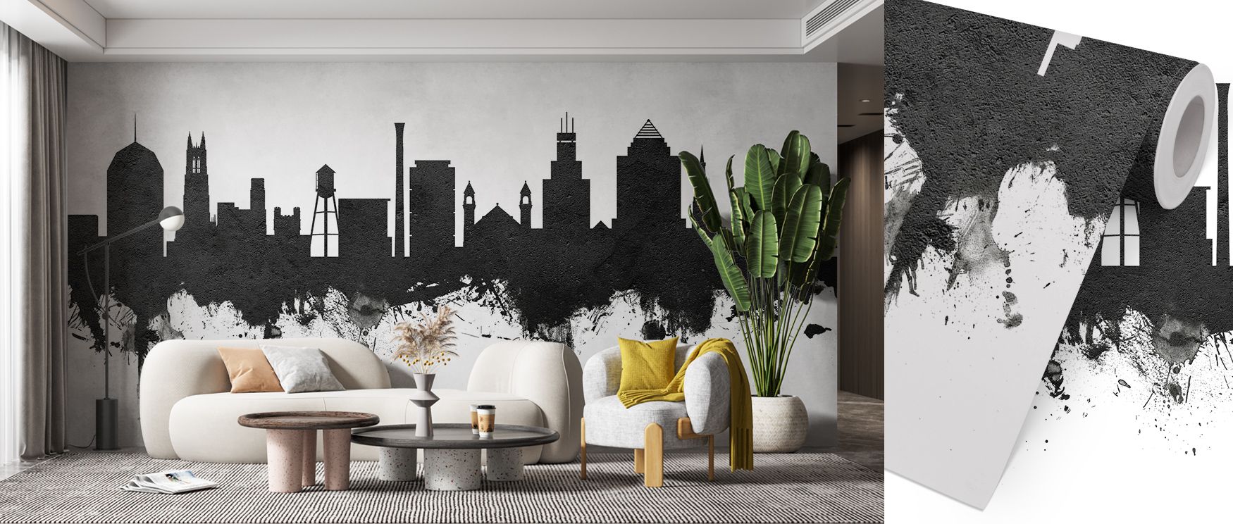 Durham Skyline Black & White Wallpaper layers metropolitan character in luminous monochrome tones. Its design enriches bedrooms and living rooms with refinement, sustaining cultural pride. Interiors glow in sophistication, thriving with calm rhythm and ti