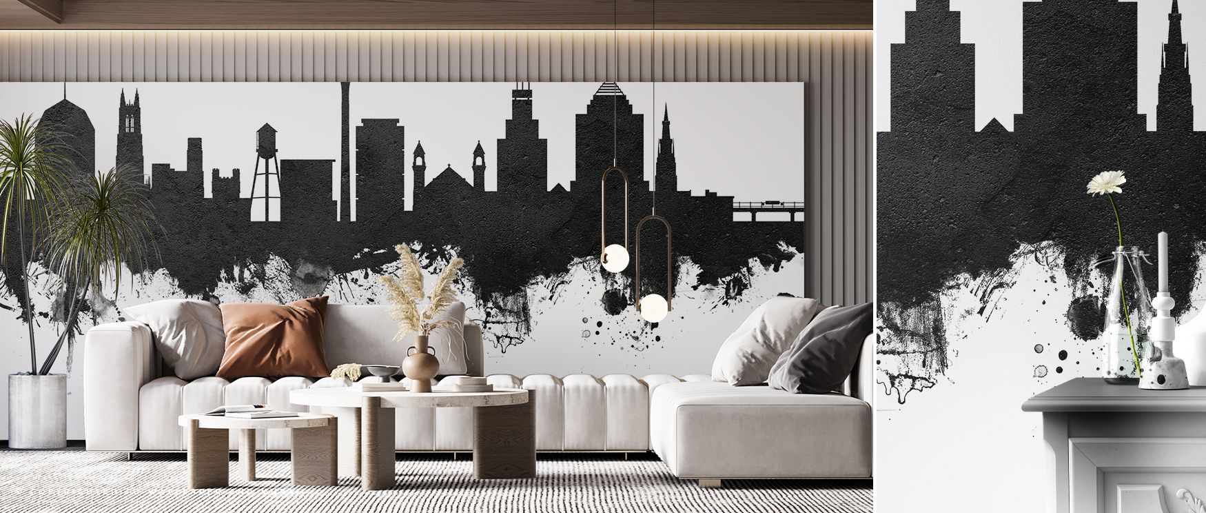 Durham Skyline Black & White Wallpaper conveys sophistication through monochrome artistry shaped in rhythm. Its design enhances bedrooms and offices with refinement, sustaining atmosphere of calm elegance. Interiors glow with cultural pride, thriving in t