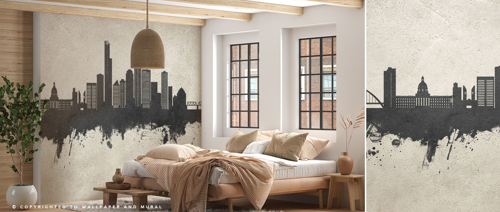 Edmonton Skyline Concrete Wallpaper sustains elegance through muted rhythm layered in architectural artistry. Its design enriches bedrooms and offices with refinement, sustaining atmosphere of strength and calm presence. Interiors glow in cultural pride, 