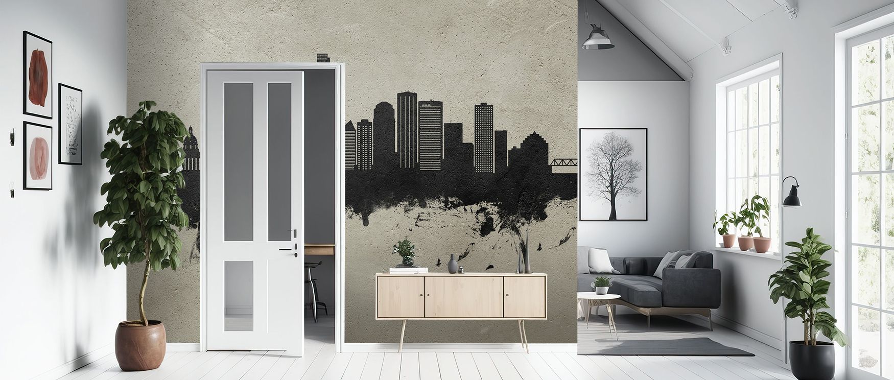 Edmonton Skyline Concrete Wallpaper sustains calm rhythm with muted architectural forms painted in texture. Its artistry enriches bedrooms and living rooms with refinement. Interiors glow in serenity, sustaining atmosphere of heritage-inspired presence an