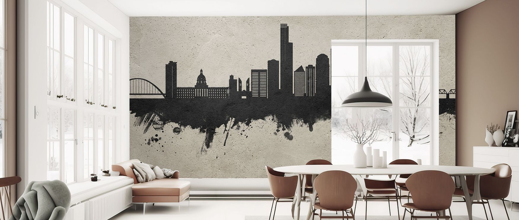 Edmonton Skyline Concrete Wallpaper reveals metropolitan charm through muted silhouettes arranged in textured rhythm. Its artistry enriches bedrooms and living rooms with refinement. Interiors glow with timeless pride, sustaining atmosphere of cultural st