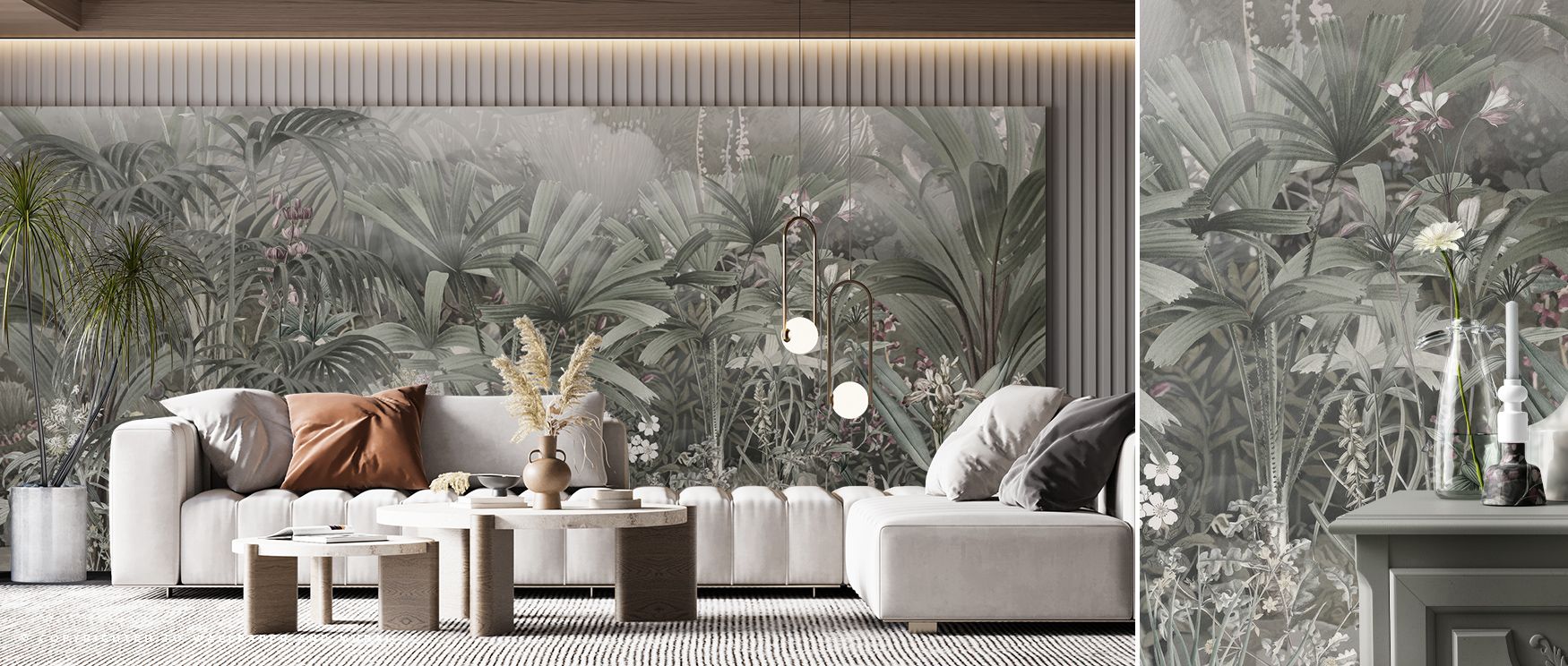 Entrance to the Wilderness Neutral Wallpaper sustains wilderness elegance with natural tones painted in muted artistry. Its design enriches bedrooms and offices with refinement. Interiors glow in timeless calmness, sustaining atmosphere of sophistication 