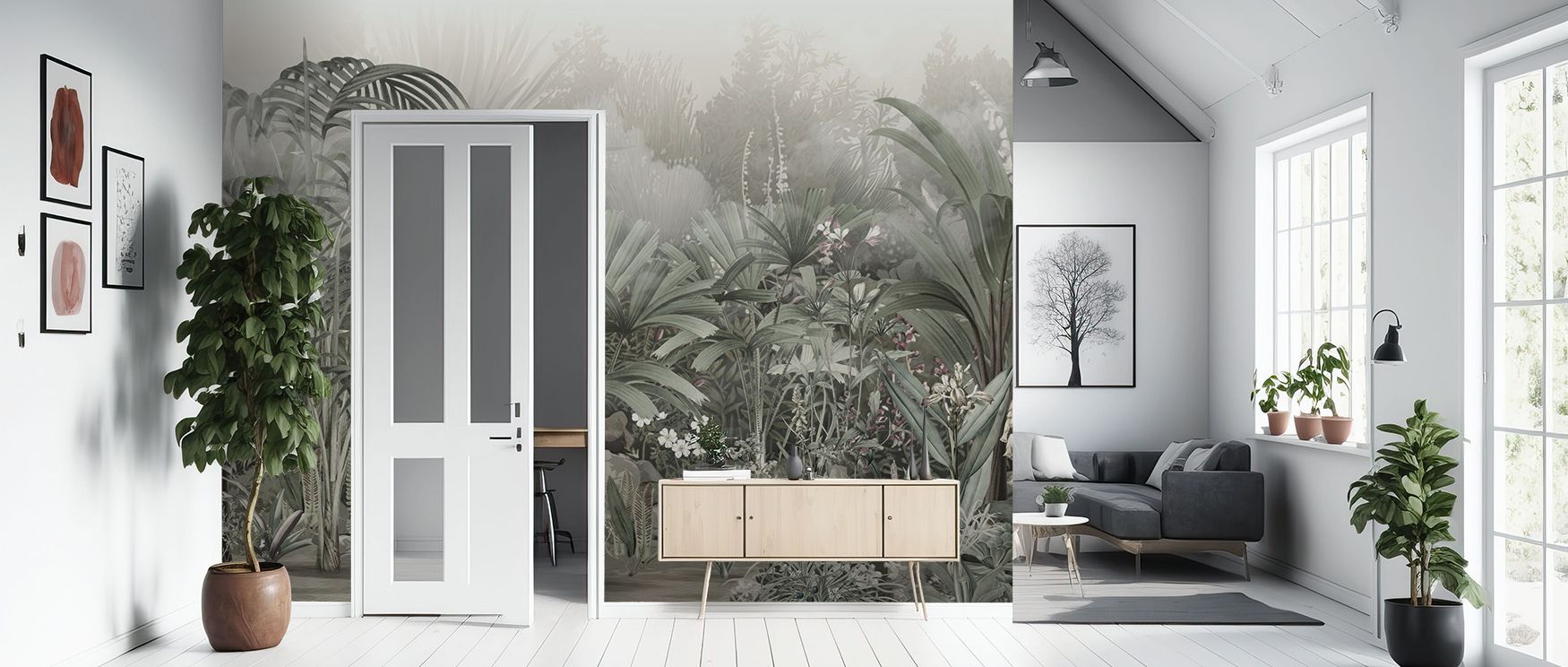 Entrance to the Wilderness Neutral Wallpaper reflects natural rhythm with imagery layered in muted tones. Its artistry enriches bedrooms and living rooms with refinement. Interiors glow in balance of charm, sustaining atmosphere of tranquility and sophist