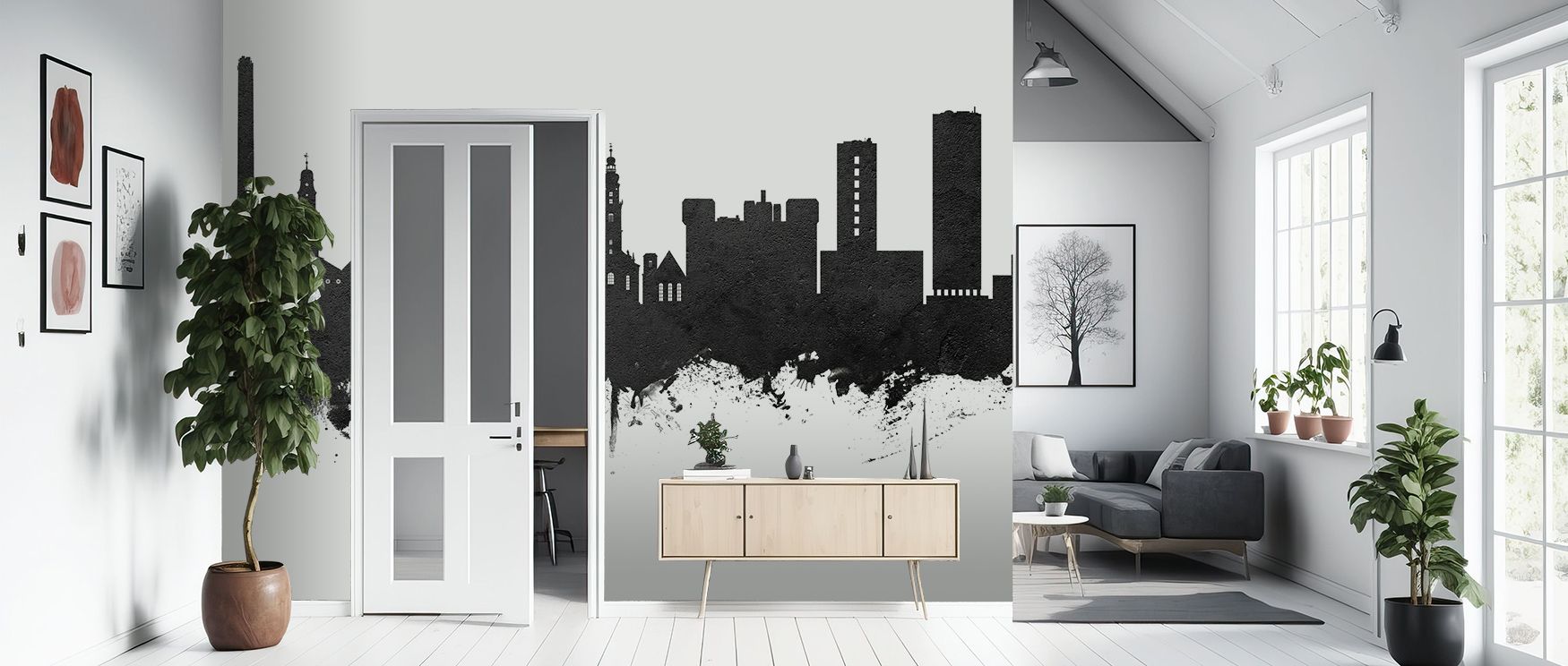 Erlangen Skyline Black & White Wallpaper reflects sophistication through monochrome artistry layered in harmony. Its design enhances bedrooms and living rooms with metropolitan refinement. Interiors glow in strength, sustaining atmosphere of timeless char