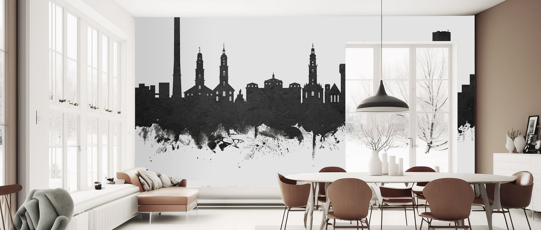 Erlangen Skyline Black & White Wallpaper enriches interiors with cultural presence expressed in bold architectural rhythm. Its design sustains refinement, making bedrooms and living rooms glow with elegance. Interiors thrive under timeless charm and metro