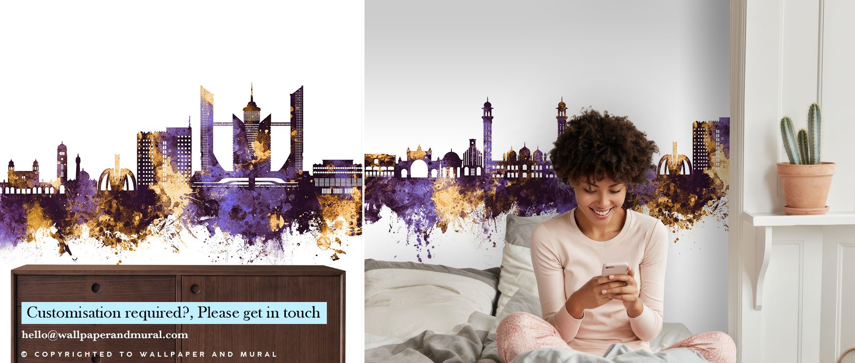 Through radiant artistry, Faislabad Skyline Purple & Gold Wallpaper reflects grandeur and pride. Its design enhances bedrooms and living rooms with refinement, sustaining atmosphere of calm strength and sophistication. Interiors glow with timeless charm. 