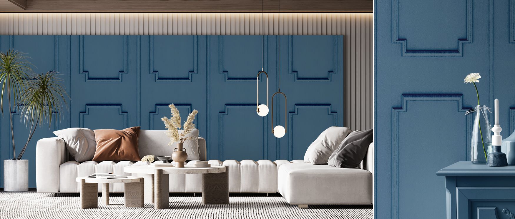 Faux Wall Panel Moulding Sky Blue Wallpaper sustains charm with soft tones shaped in structured motifs. Its artistry enriches bedrooms and offices with refinement. Interiors glow with timeless serenity, sustaining atmosphere of sophistication and cultural