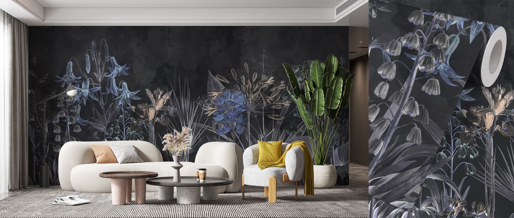 Field of Dreams Dark Blue Wallpaper conveys depth through dark tones shaped in artistry. Its design enriches bedrooms and living rooms with refinement. Interiors glow in serenity, sustaining atmosphere of timeless sophistication and calm rhythm. 