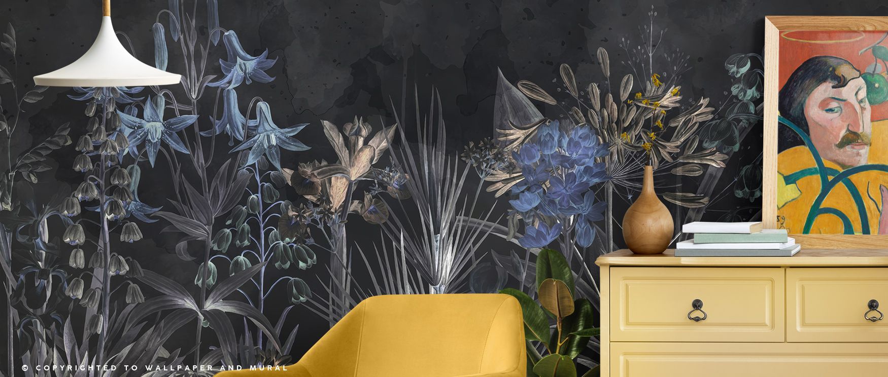 Field of Dreams Dark Blue Wallpaper nurtures interiors with deep tones arranged in harmony. Its design sustains refinement, enriching bedrooms and offices with calmness. Interiors glow with timeless serenity, sustaining atmosphere of sophistication. 