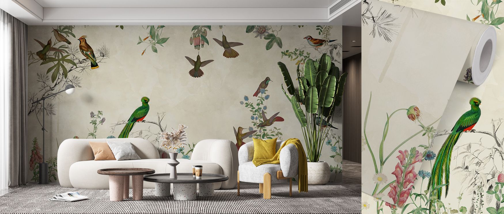 Distinct elegance appears in the Fields of Birds and Flowers Wall Mural as detailed imagery sustains resonance, enriching restful bedrooms or welcoming living rooms with atmosphere, cultural refinement, and decorative sophistication that glow with artistr
