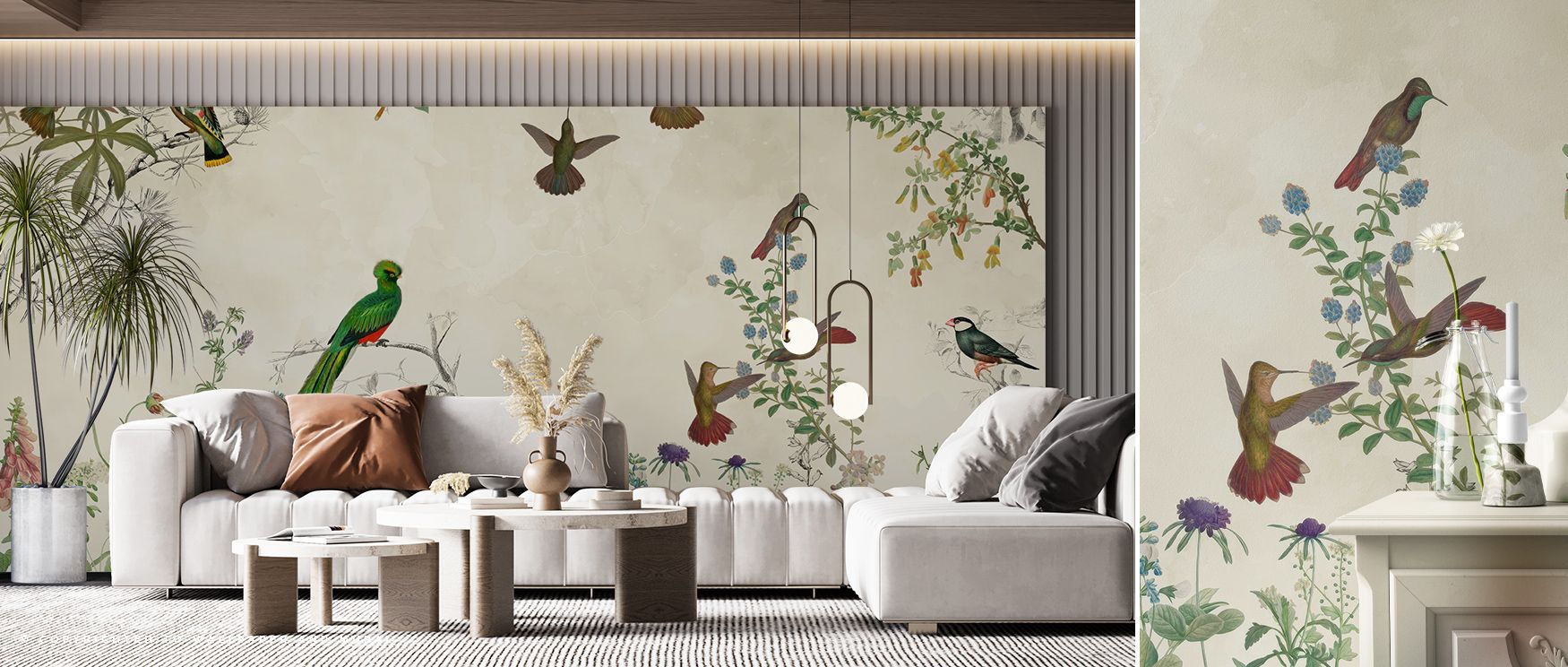 Artistic presence is conveyed in the Fields of Birds and Flowers Wall Mural as blossoms sustain rhythm across patterns, enriching restful bedrooms or creative offices with atmosphere, decorative resonance, and cultural resonance that glow with sophisticat