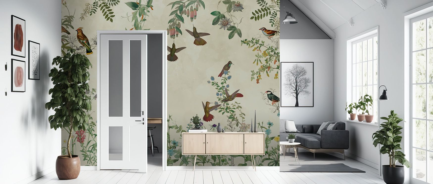 Timeless artistry enhances the Fields of Birds and Flowers Wall Mural as details balance harmony, enriching restful bedrooms or lively living rooms with atmosphere, decorative resonance, and cultural refinement that glow with elegance. 