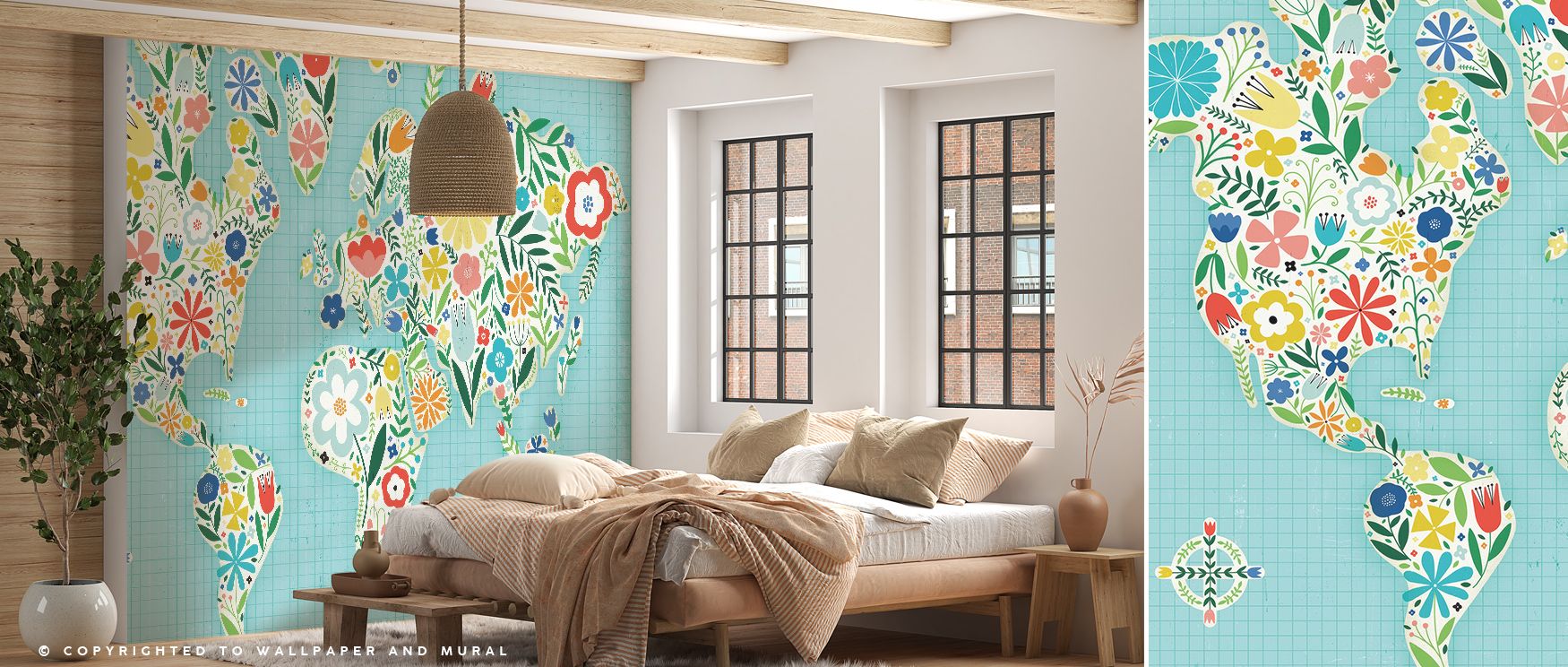 Floral World Blue Wallpaper sustains refinement with blooms shaped in blue hues layered in rhythm. Its design enriches bedrooms and offices with serenity. Interiors glow in timeless charm, sustaining atmosphere of calm sophistication and floral grace. 