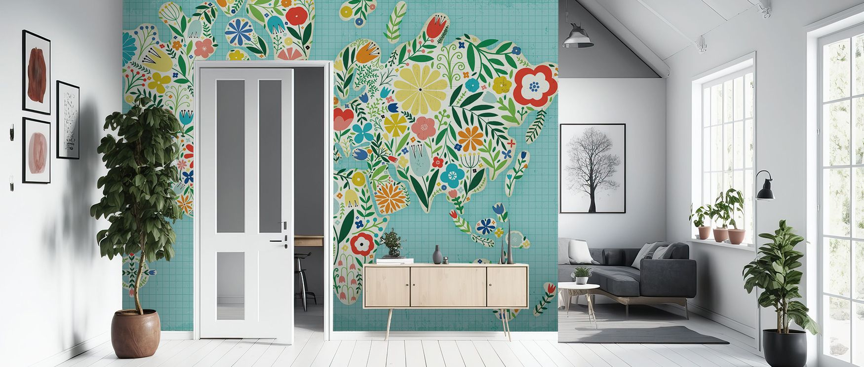 Floral World Blue Wallpaper reflects elegance through bloom artistry shaped in soft rhythm. Its design enriches bedrooms and living rooms with refinement. Interiors glow with timeless charm, sustaining atmosphere of serenity. 