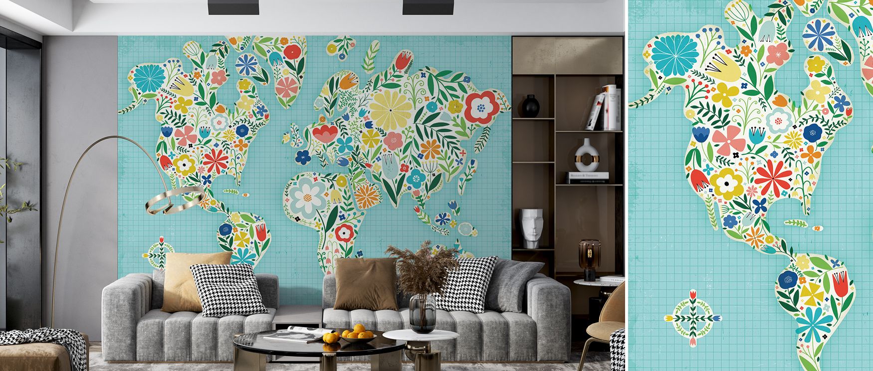 Floral World Blue Wallpaper enriches interiors with floral charm layered in blue hues. Its design sustains balance, making bedrooms and living rooms glow with serenity. Interiors thrive in timeless calm, sustaining atmosphere of sophistication.