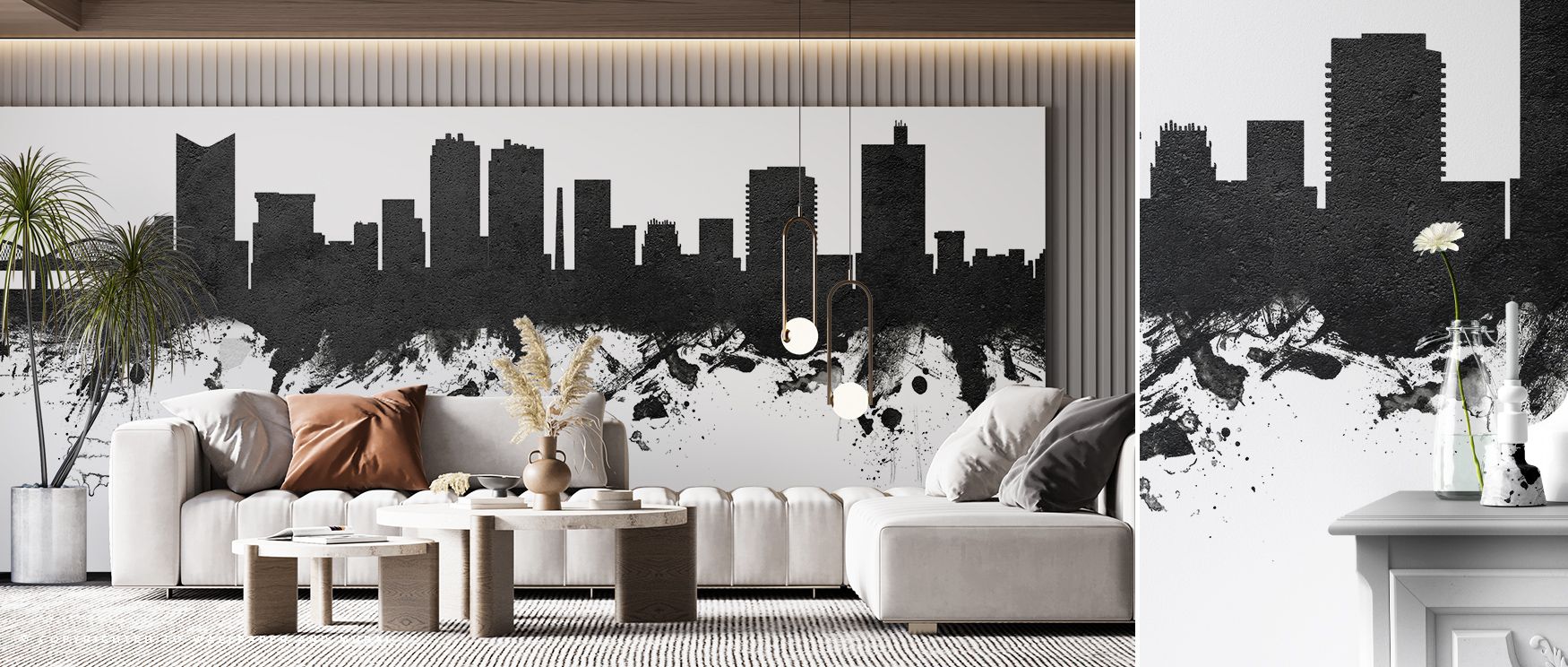 Fort Worth Skyline Black & White Wallpaper conveys cultural pride through city tones painted in monochrome artistry. Its design enriches bedrooms and living rooms with refinement. Interiors glow with timeless elegance, sustaining atmosphere of sophisticat