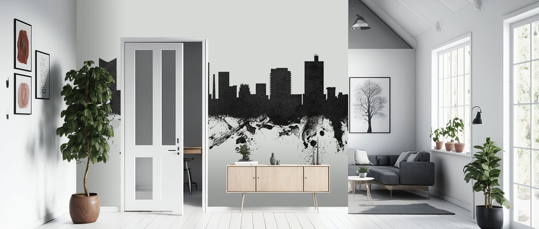 Fort Worth Skyline Black & White Wallpaper sustains refinement with architectural silhouettes painted in rhythm. Its design enriches bedrooms and offices with sophistication. Interiors glow in timeless charm, sustaining atmosphere of cultural grace. 