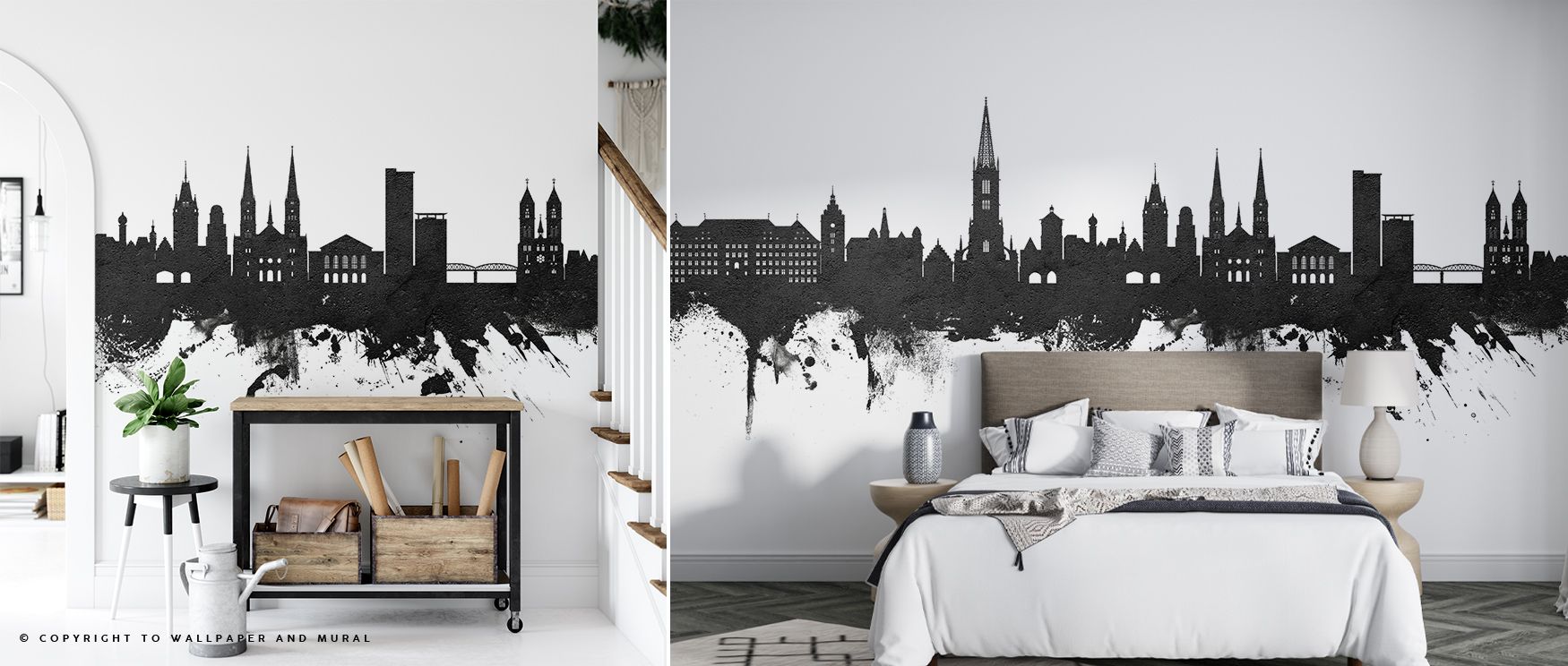 Freiburg Skyline Black & White Wallpaper layers interiors with monochrome tones arranged in urban artistry. Its design sustains refinement, enriching bedrooms and offices with charm. Interiors glow with timeless grace, sustaining atmosphere of sophisticat