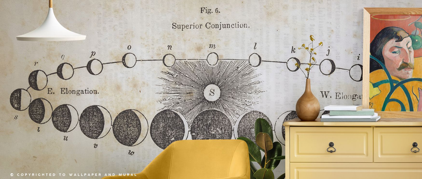 Geography of the Heavens II Wallpaper reflects harmony with constellations detailed in cosmic artistry. Its design enhances bedrooms and living rooms with refinement. Interiors glow with timeless serenity, sustaining atmosphere of celestial beauty. 