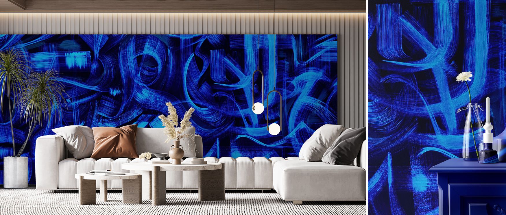 Gestures Intense Blue Wallpaper conveys vibrancy with expressive artistry shaped in deep indigo tones. Its design enriches bedrooms and living rooms with refinement. Interiors glow with timeless elegance, sustaining atmosphere of sophistication. 