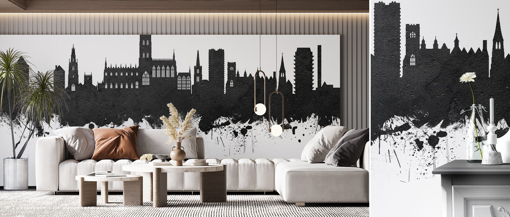 Gloucester Skyline Black & White Wallpaper sustains elegance with city silhouettes painted in monochrome artistry. Its design enriches bedrooms and offices with heritage refinement. Interiors glow in cultural sophistication, sustaining atmosphere of elega