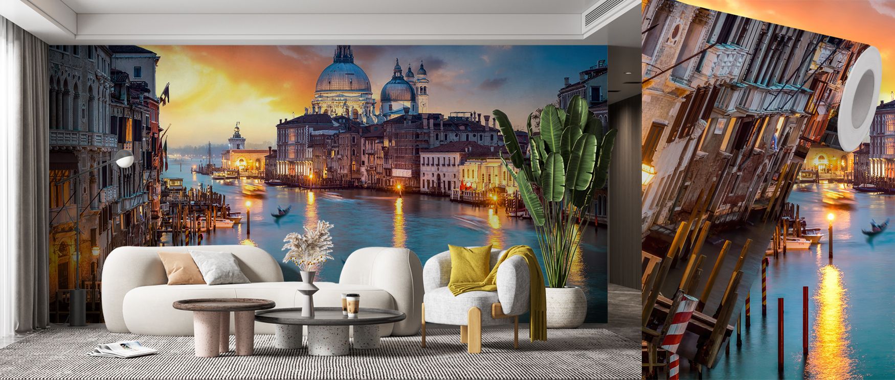Grand Canal Reflections Wallpaper conveys refinement with rippling motifs arranged in mirrored rhythm. Its design enhances bedrooms and living rooms with calmness. Interiors glow with timeless elegance, sustaining atmosphere of sophistication. 