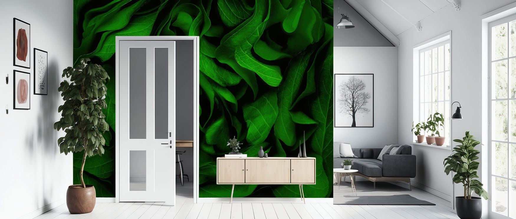 Green on Green Wallpaper reflects natural grace with tonal layers painted in harmony. Its design enhances bedrooms and living rooms with refinement. Interiors glow with timeless freshness, sustaining atmosphere of serenity. 