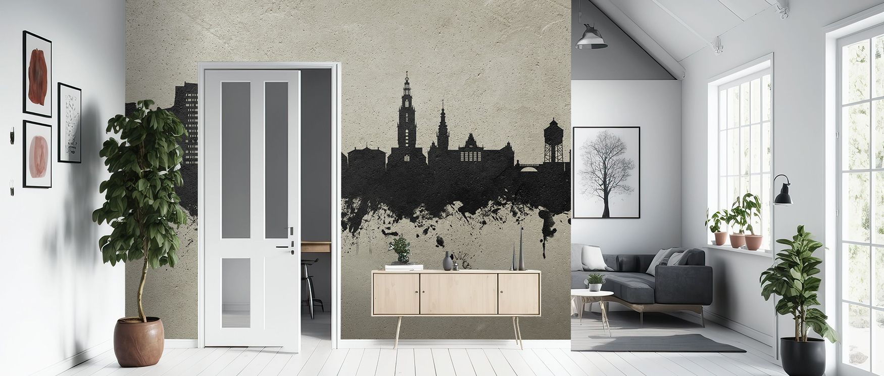 The Groningen The Netherlands Skyline Wallpaper layers silhouettes with grace, creating movement across rooftops and towers, enriching interiors such as bedrooms or offices with elegant visual tone, balancing heritage with contemporary refinement that enh