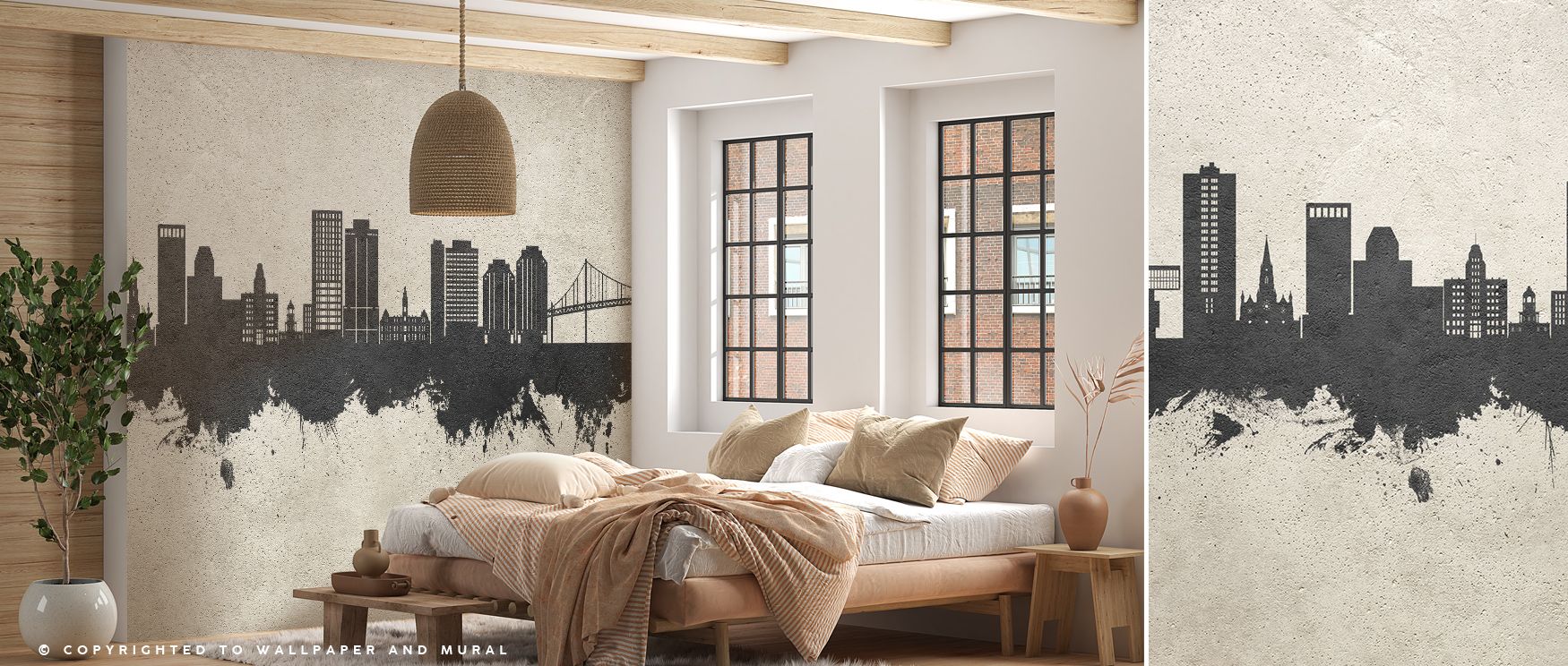 The Halifax Canada Skyline Concrete Wallpaper shows architectural strength through tonal layers, where rooftop lines carry heritage into refined mood, enriching bedrooms or living rooms with quiet elegance shaped by cultural pride and urban artistry woven