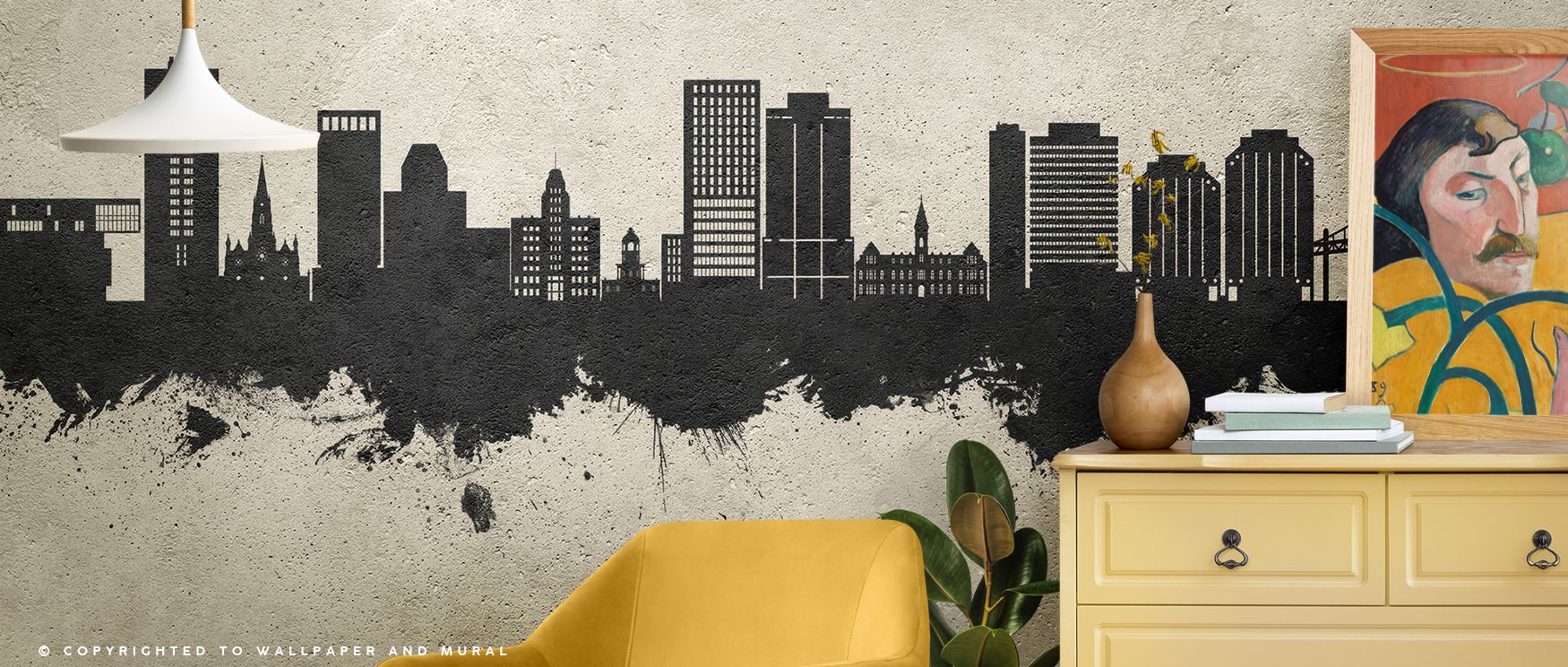 Through softened tonal rhythm, the Halifax Canada Skyline Concrete Wallpaper illustrates rooftops and towers with architectural elegance, enriching living rooms or offices with cultural resonance, grounding interiors with serene visual balance shaped by t