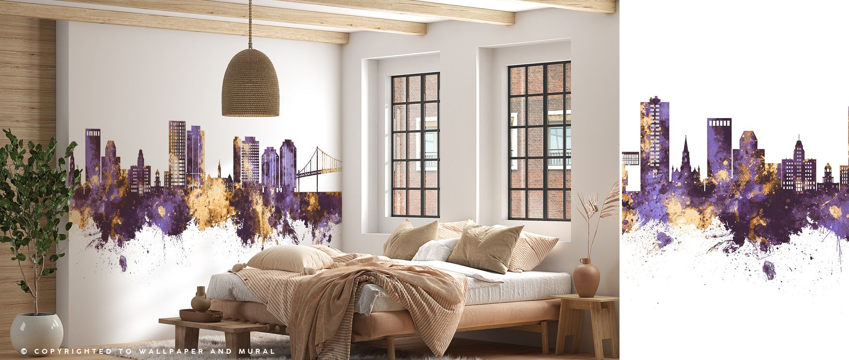 With golden light spread through rooftops, the Halifax Canada Skyline Purple & Gold Wallpaper enhances walls with radiant tone, enriching living rooms or bedrooms with calm balance while sustaining cultural artistry and timeless mood shaped by heritage bl