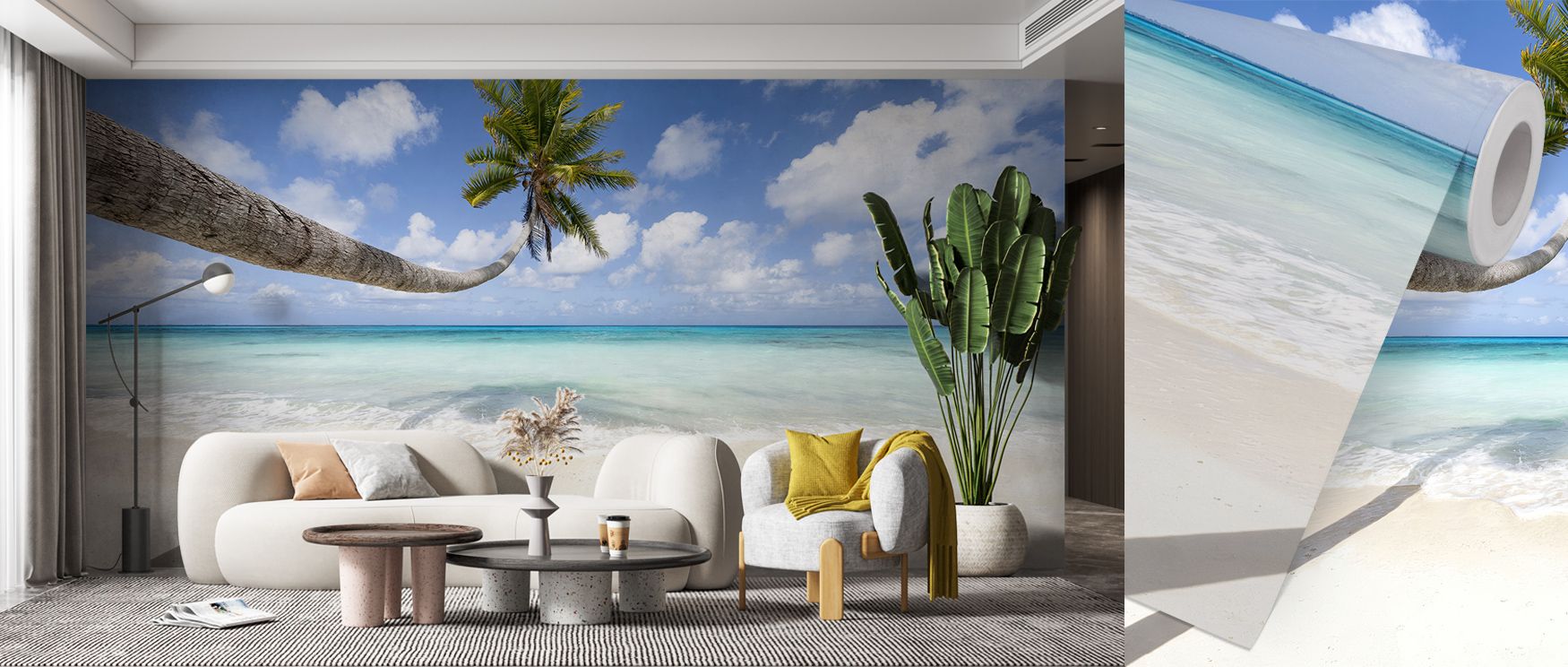 Fresh tones fill the Hanging Palm Tree Wallpaper where palms sway in detailed shading, surrounding bedrooms or offices with tropical elegance, enhancing interiors with calm decorative rhythm, sustaining atmosphere grounded in organic artistry that flows t