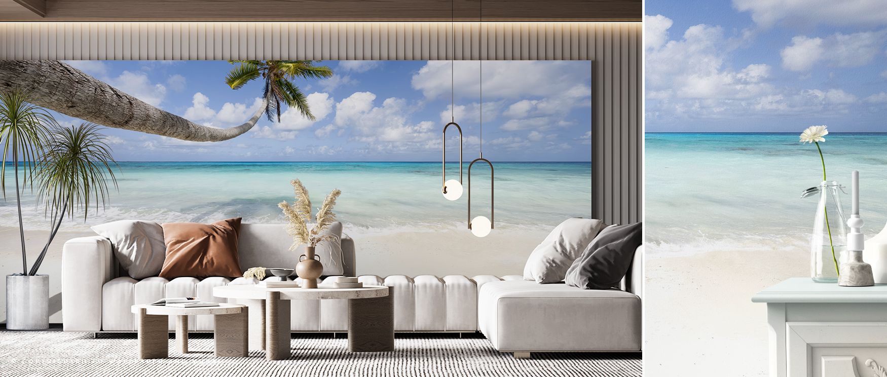 With cascading imagery, the Hanging Palm Tree Wallpaper creates rhythm across walls, enriching living rooms or offices with serene tropical presence, enhancing interiors with calm atmosphere and decorative charm shaped through natural artistry grounded in