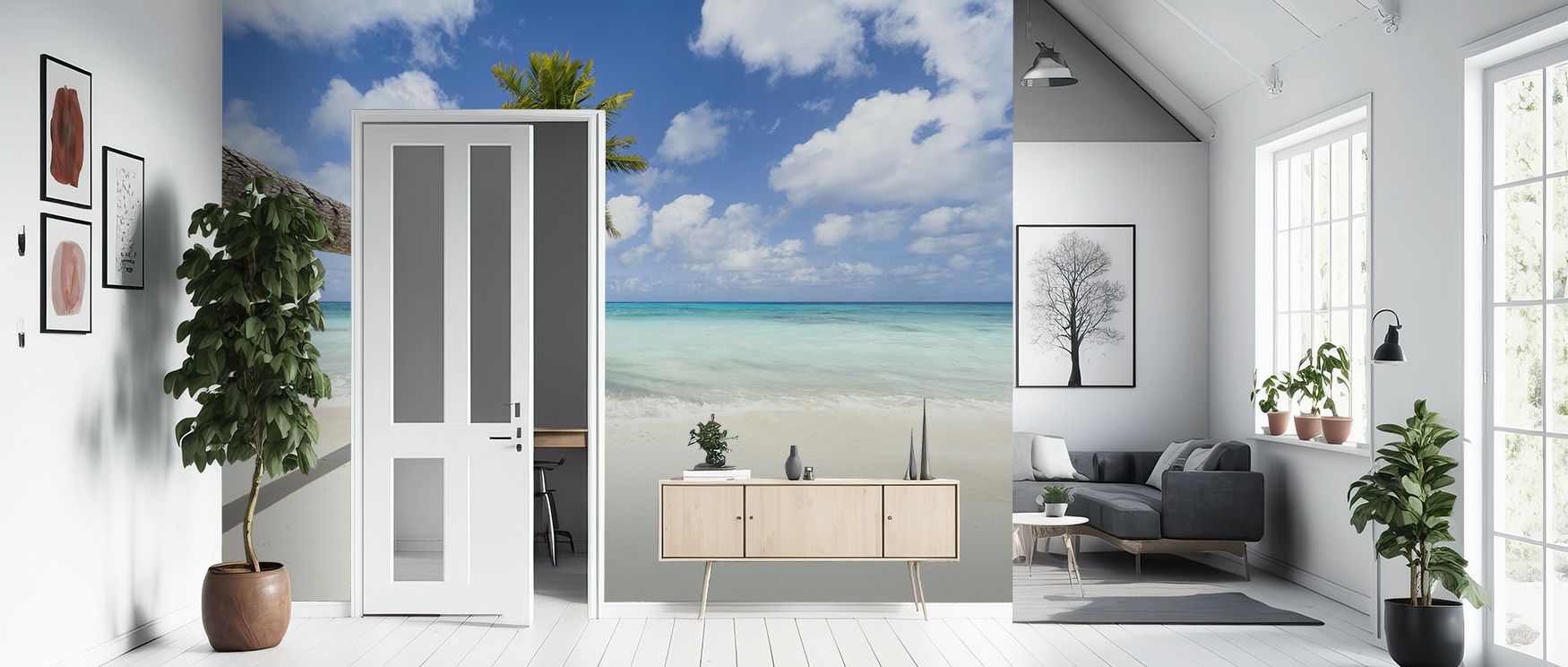 Elegance arises within the Hanging Palm Tree Wallpaper as palms stretch in graceful tone, enriching bedrooms or living rooms with tropical calm, surrounding interiors with atmosphere shaped by balance, sustaining decorative refinement in organic artistry 