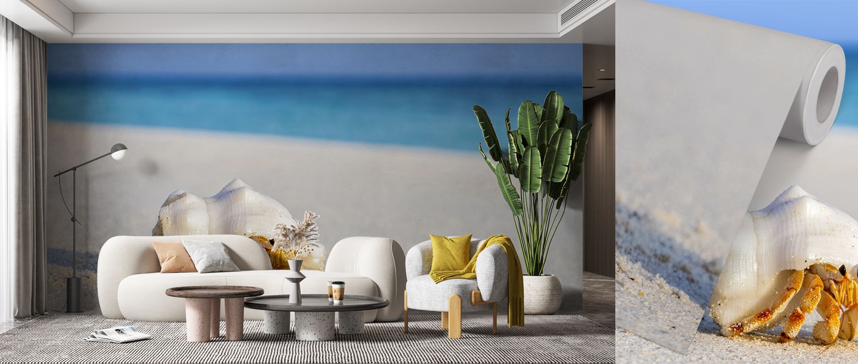 With shells layered across surfaces, the Hermit Crab Wallpaper enriches bedrooms or offices with calm decorative tone, surrounding interiors with marine presence shaped in natural artistry, sustaining atmosphere of coastal rhythm expressed with refinement