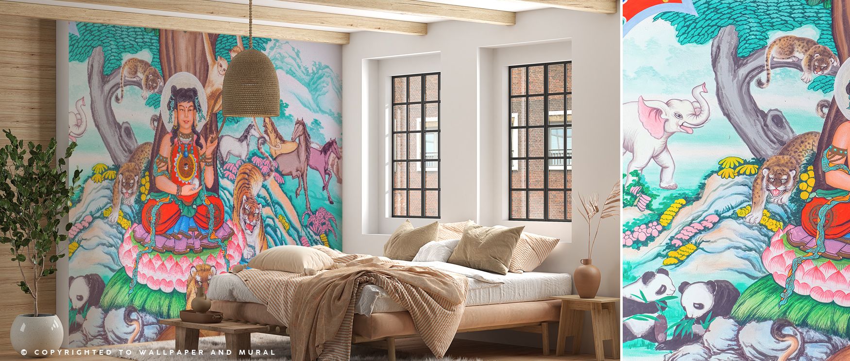 Across surfaces, the Hindu Garden Wallpaper depicts detailed motifs woven in heritage rhythm, enriching bedrooms or living rooms with calm decorative charm, surrounding interiors with artistry shaped in cultural refinement expressed through tonal presence