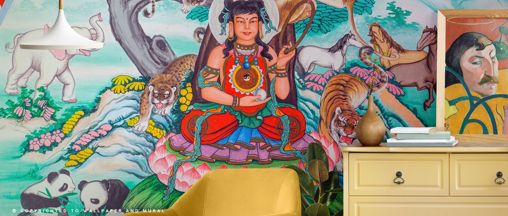 Cultural resonance flows across the Hindu Garden Wallpaper where patterns align in timeless rhythm, enriching bedrooms or living rooms with calm decorative balance, surrounding interiors with artistry shaped in heritage charm sustained softly. 