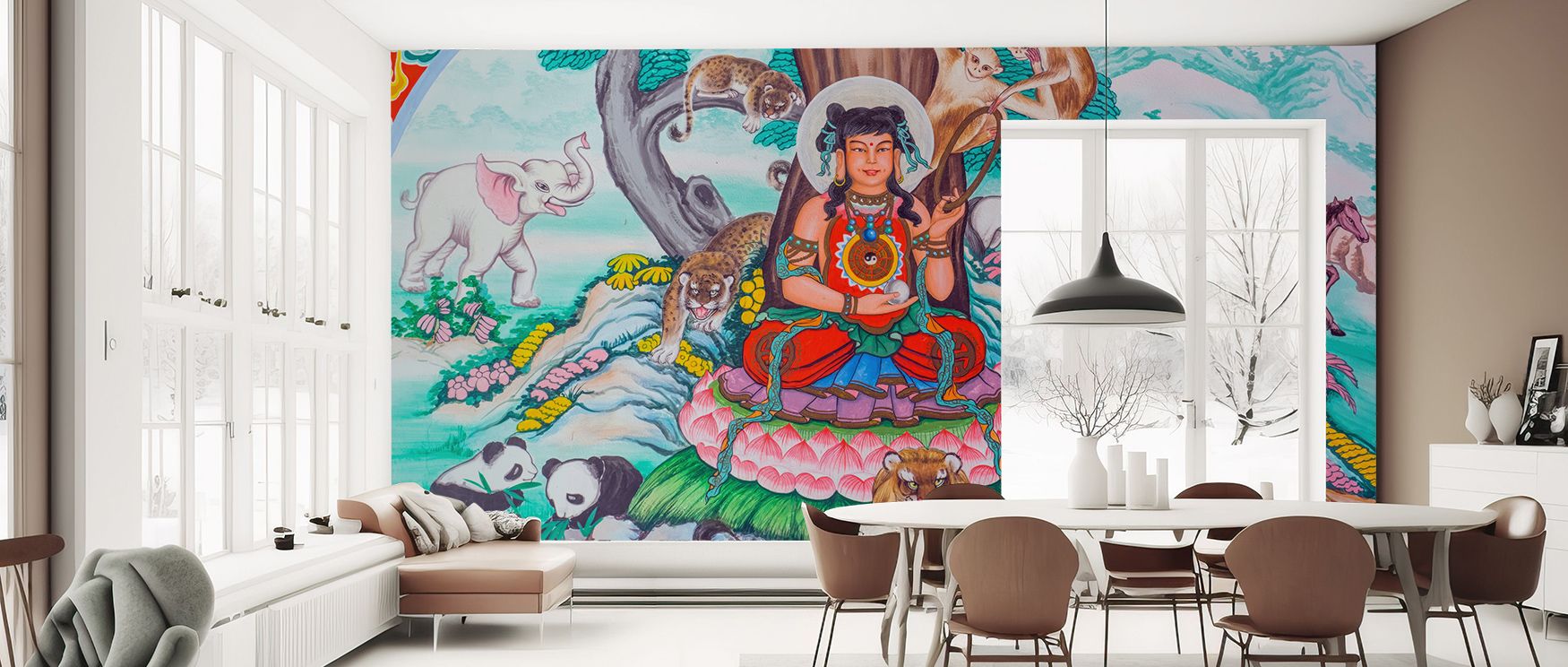 Detailed patterns highlight the Hindu Garden Wallpaper where motifs carry heritage tone, enriching offices or bedrooms with calm atmosphere, surrounding interiors with decorative charm shaped in timeless artistry expressed gracefully.