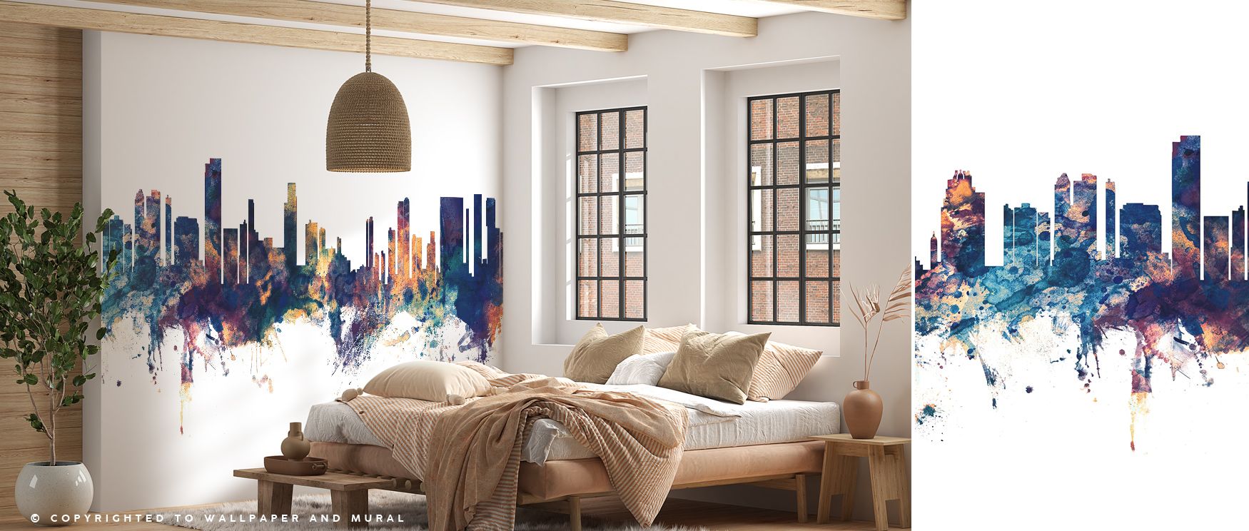 Blue depth merges with bronze light in the Honolulu Hawaii Skyline Blue & Bronze Wallpaper, enriching offices or bedrooms with calm elegance, surrounding interiors with artistry shaped in heritage rhythm sustained through refined tonal presence naturally.